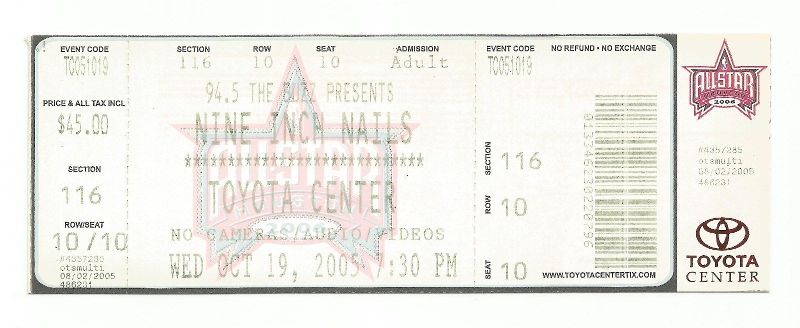 2005/10/19 Ticket
