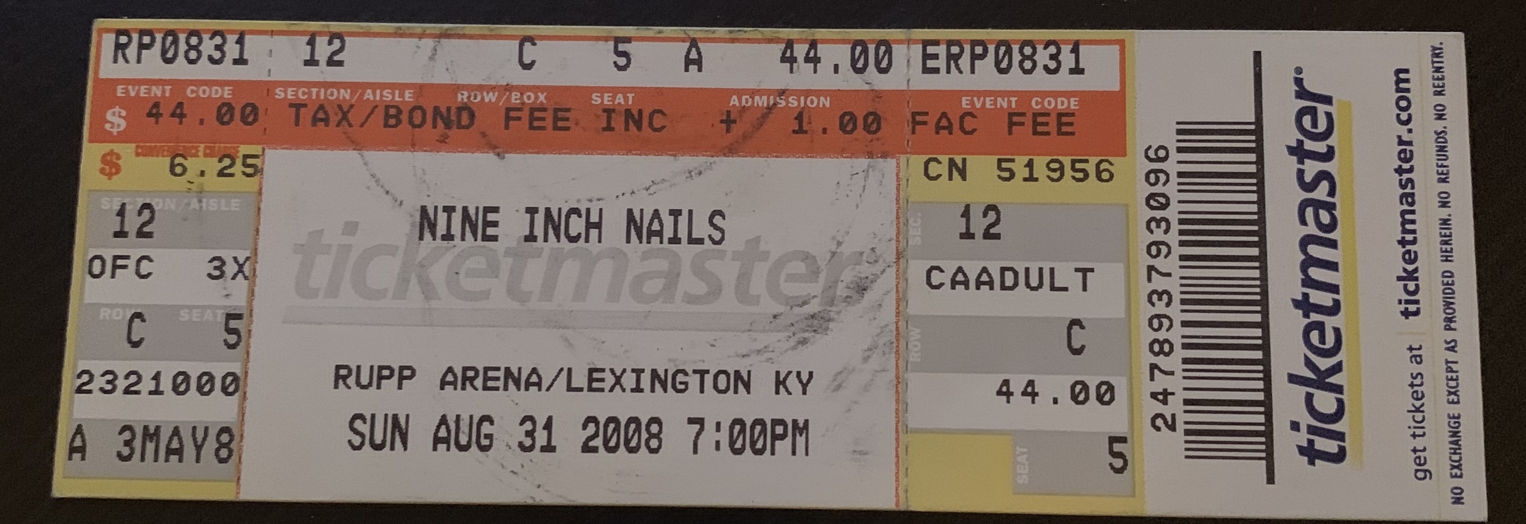 2008/08/31 Ticket